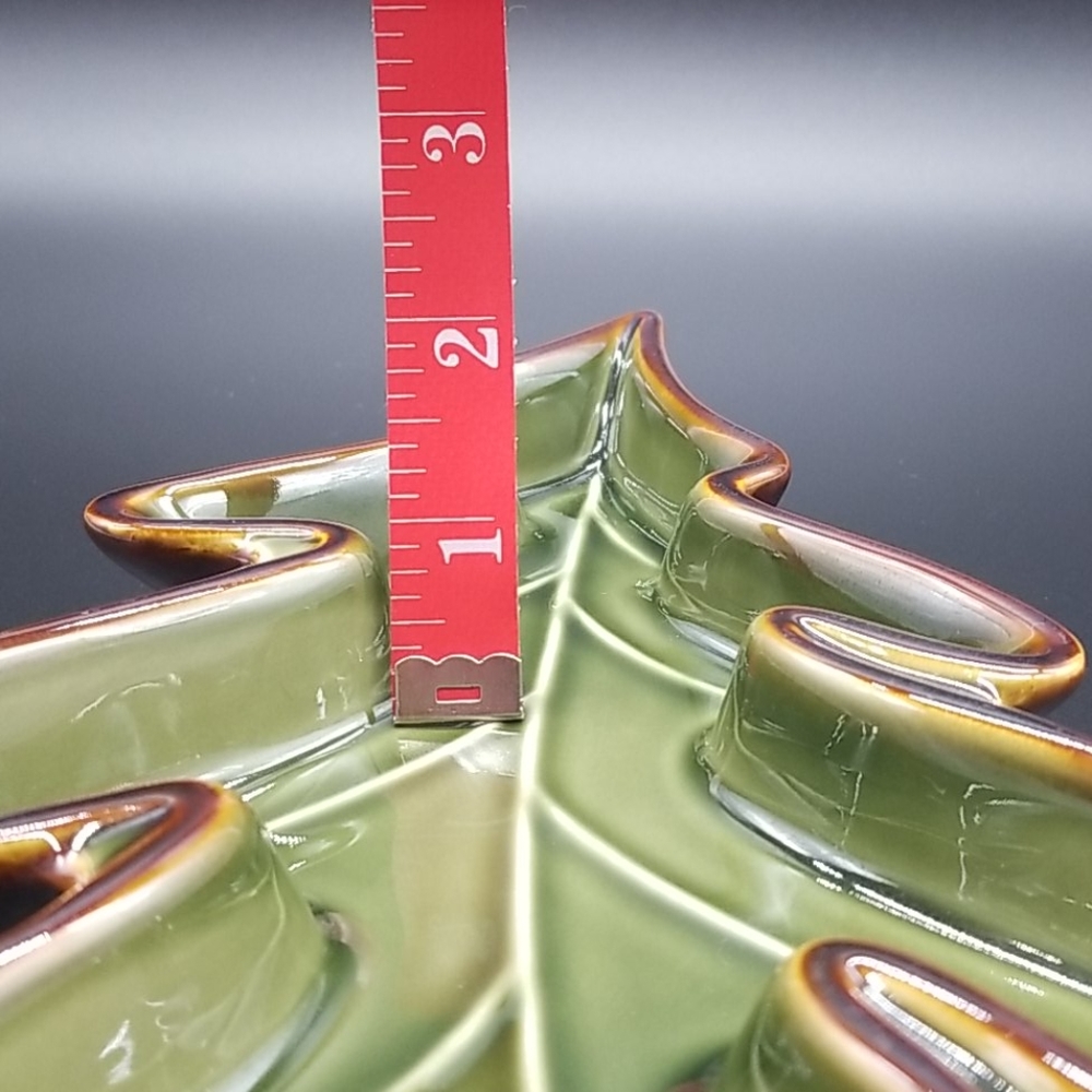 Maple and Oak Leaf Green and Brown Ceramic Dishes - Picture 10 of 10